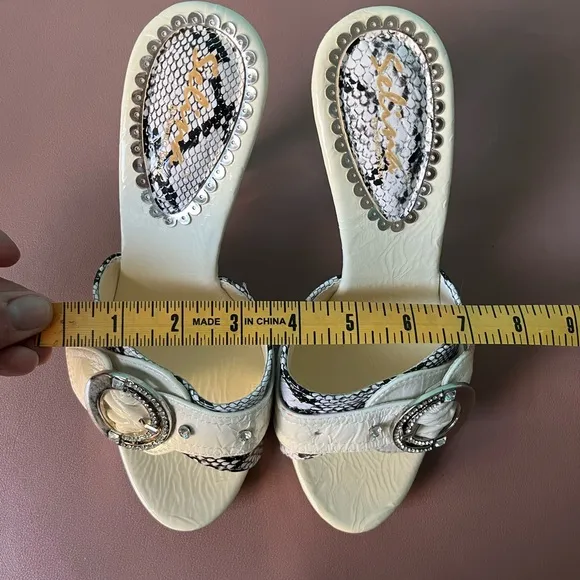 Heart-Shaped Heel Snakeskin Sandals