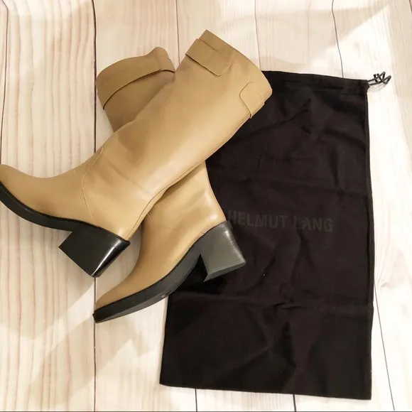 🆕{Helmut Lang} Slouch Leather Block Heel Boot