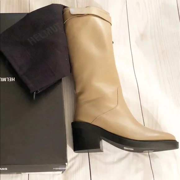 🆕{Helmut Lang} Slouch Leather Block Heel Boot