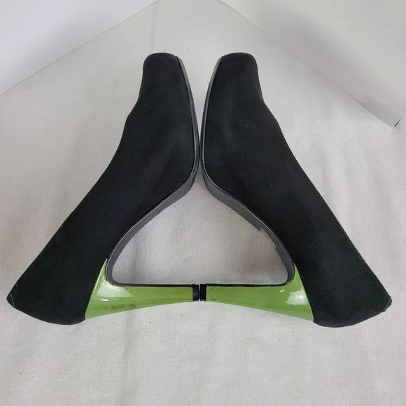 Hester Van Eeghen Black Suede Pumps with Green Heels Women's EU 38 US Size 7.5