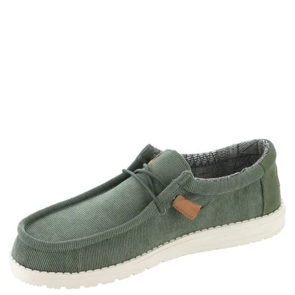 Hey Dude Men's Wally Corduroy Slip On Shoes Casual Solid Olive Green Size 13 New