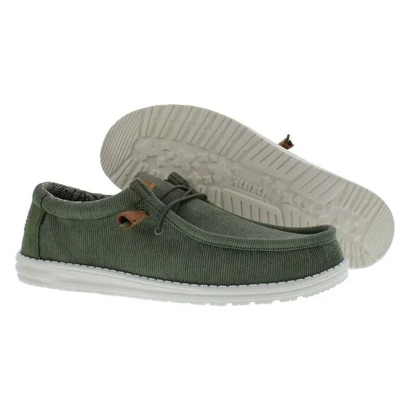 Hey Dude Men's Wally Corduroy Slip On Shoes Casual Solid Olive Green Size 13 New