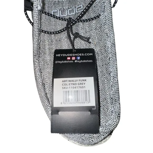 Hey Dude Men's Wally Funk ETNO Grey With Multi Color Heal, Size 8 US