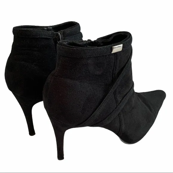 HIGH HEEL BOOTIES From Paris Black Heel Zipper Pointed toe Size 41 Size 8 1/2