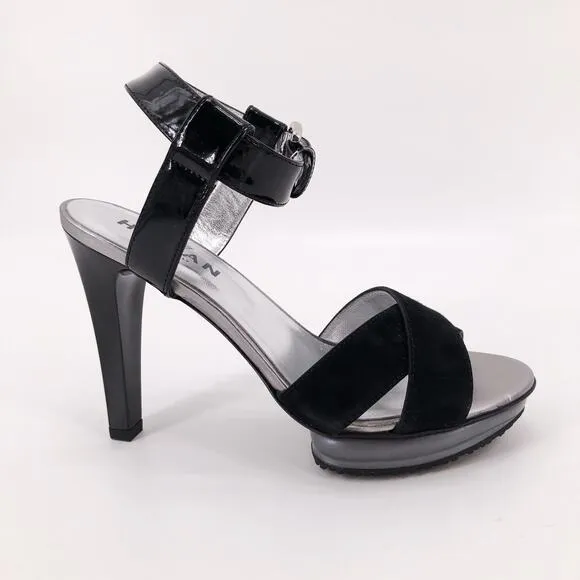 Hogan Black Suede Platform Stiletto Heels Sz 5 NIB