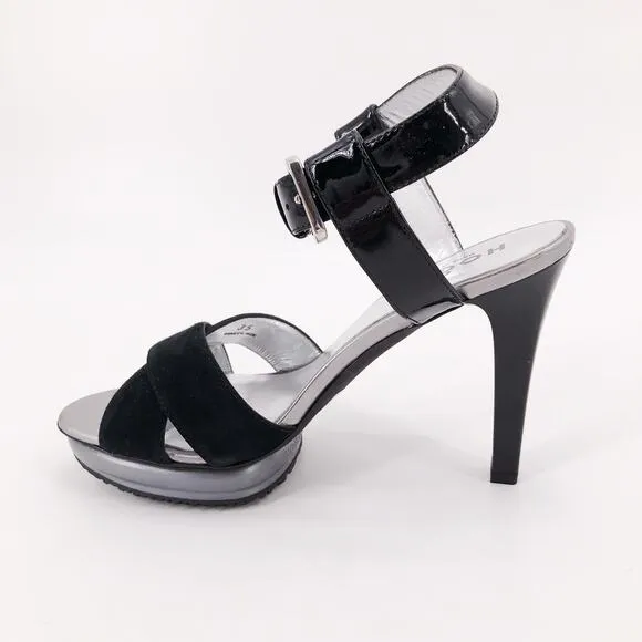 Hogan Black Suede Platform Stiletto Heels Sz 5 NIB