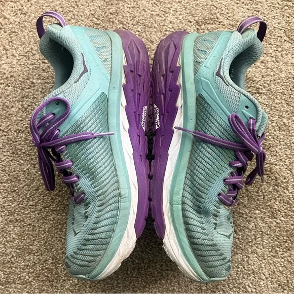 HOKA One One Arahi 2 Turquoise Purple Lace Up Athletic Shoes Women’s US 6