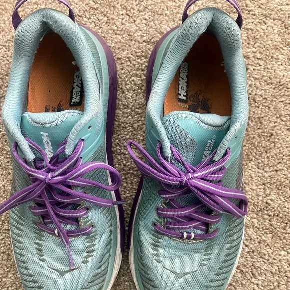 HOKA One One Arahi 2 Turquoise Purple Lace Up Athletic Shoes Women’s US 6