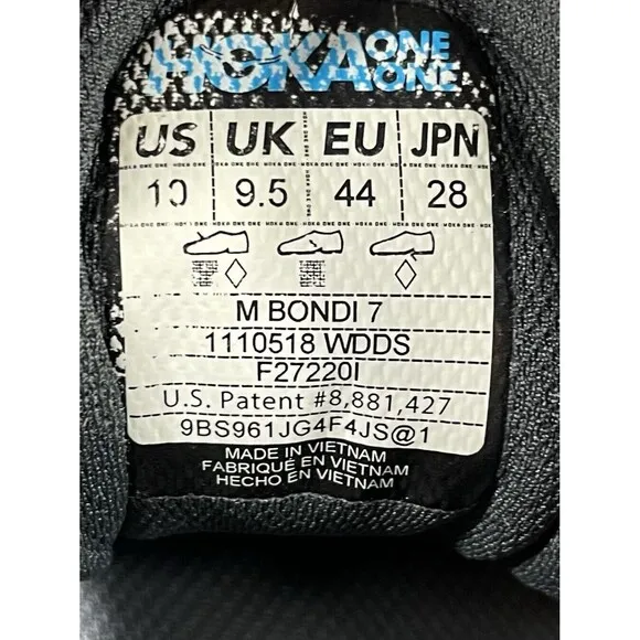 Hoka One One Bondi 7 Men’s Size 10 1110518 Gray Athletic Running Shoes See Pics