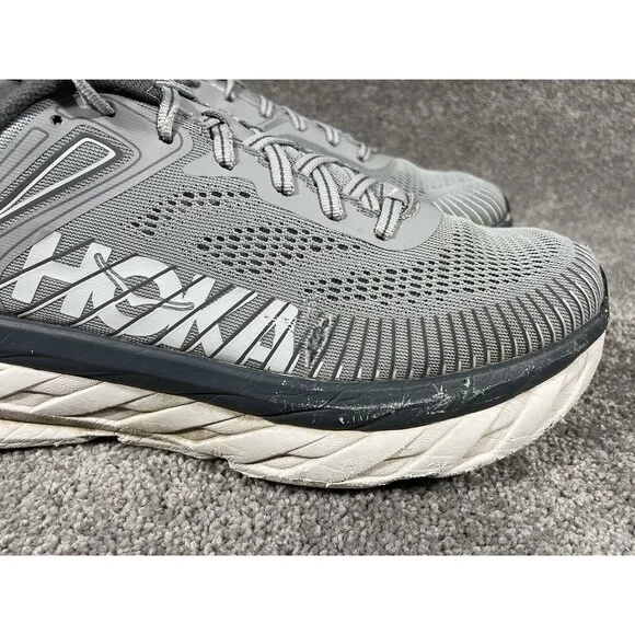 Hoka One One Bondi 7 Men’s Size 10 1110518 Gray Athletic Running Shoes See Pics