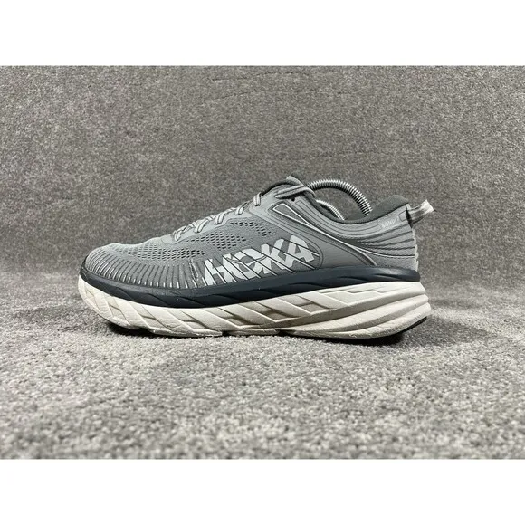 Hoka One One Bondi 7 Men’s Size 10 1110518 Gray Athletic Running Shoes See Pics