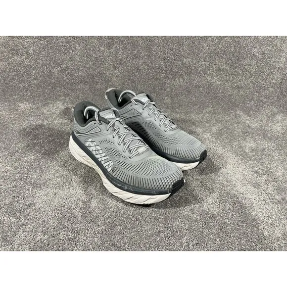 Hoka One One Bondi 7 Men’s Size 10 1110518 Gray Athletic Running Shoes See Pics