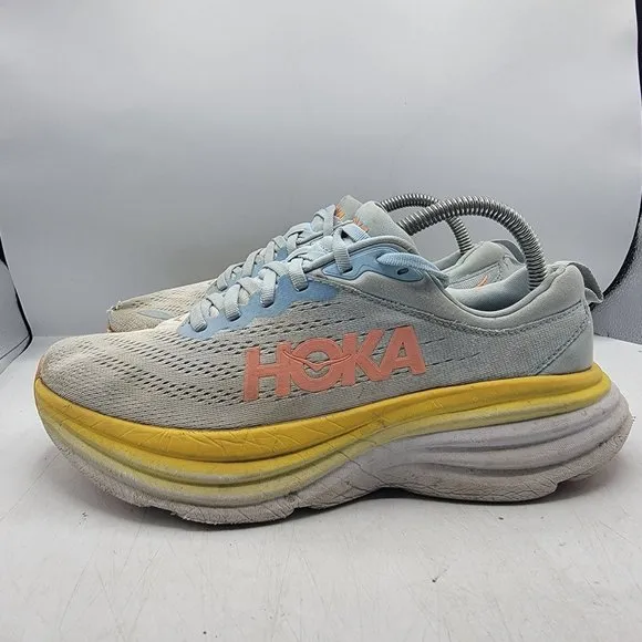 Hoka One One Bondi 8 Womens 8.5B Summer Song Blue Yellow Running Shoes