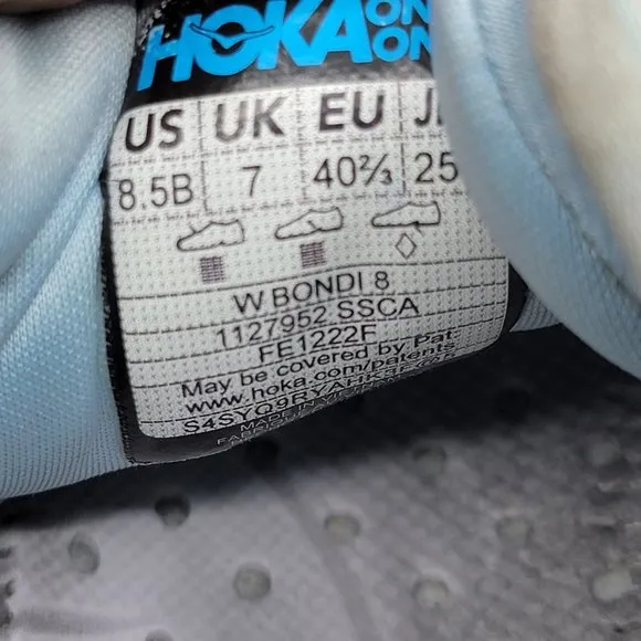 Hoka One One Bondi 8 Womens 8.5B Summer Song Blue Yellow Running Shoes