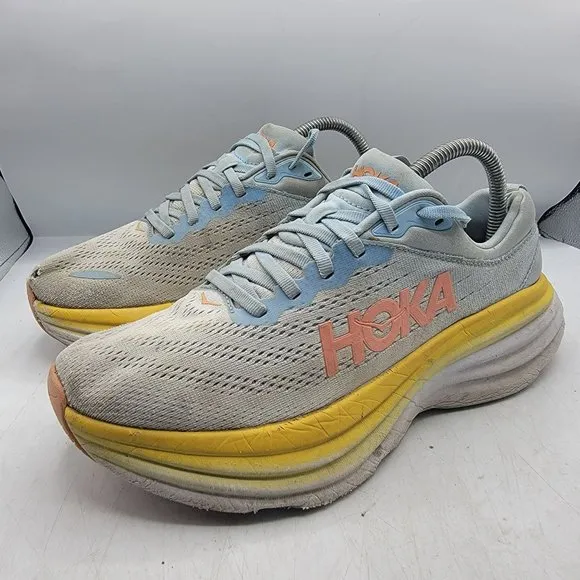 Hoka One One Bondi 8 Womens 8.5B Summer Song Blue Yellow Running Shoes