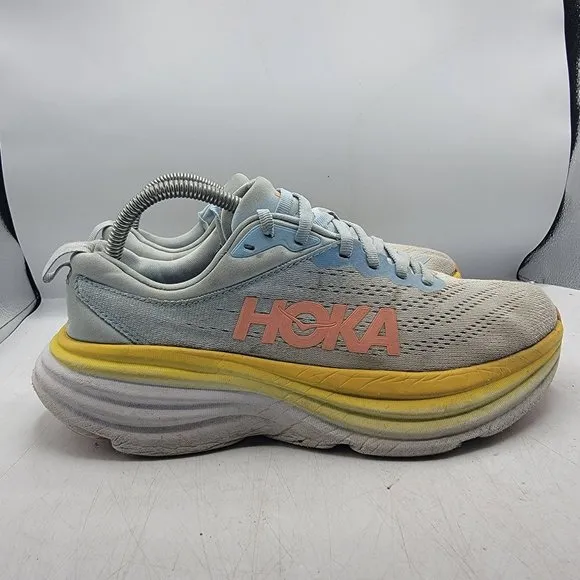 Hoka One One Bondi 8 Womens 8.5B Summer Song Blue Yellow Running Shoes