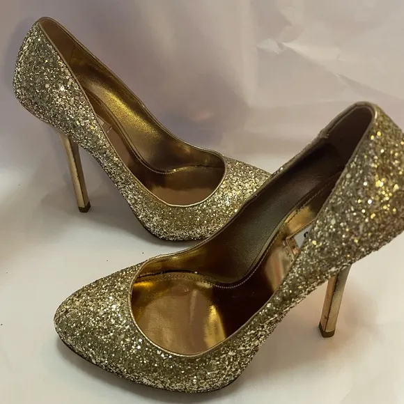 Host Pick Gold Glitter Miu Miu Pumps 3.5” Heel Size 39