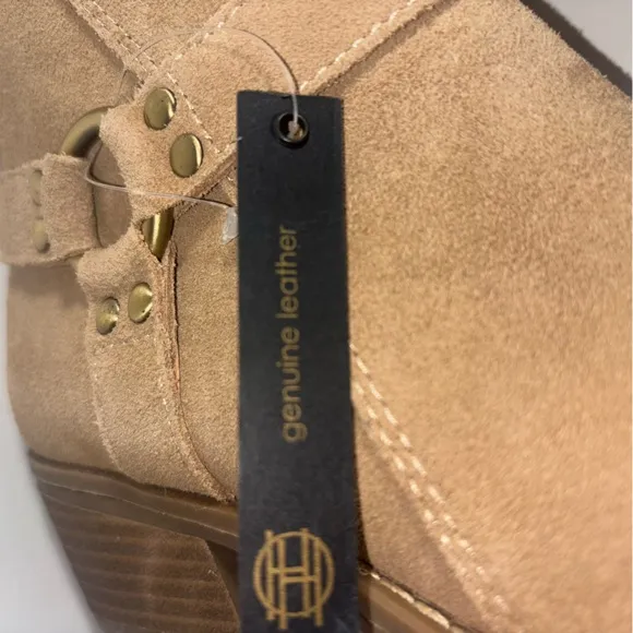 House of Harlow 1960 Beachwood Tan Suede Block Heel Boots Size 7