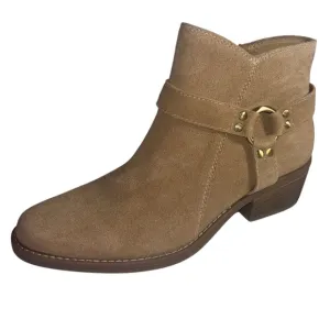 House of Harlow 1960 Beachwood Tan Suede Block Heel Boots Size 7