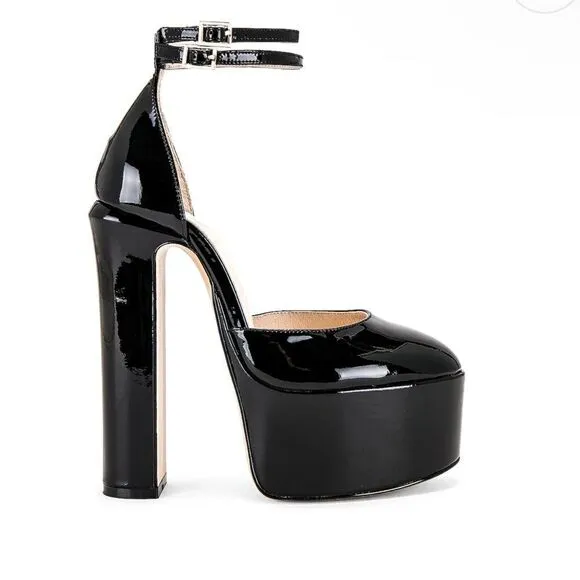 House of Harlow 1960 REVOLVE April 6 inch Platform Black patent heels shoes 8.5