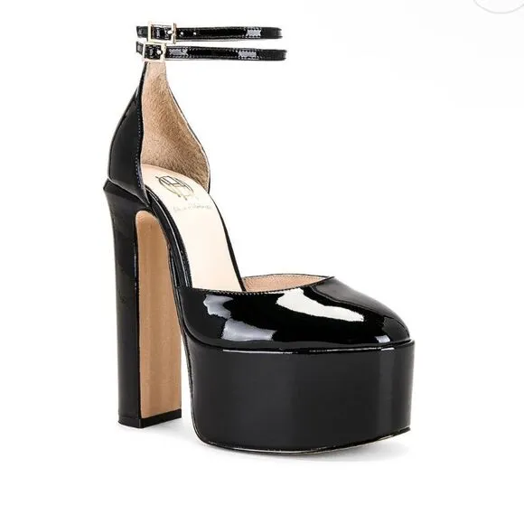 House of Harlow 1960 REVOLVE April 6 inch Platform Black patent heels shoes 8.5