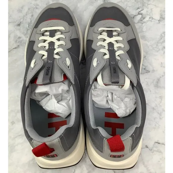 Hugo Boss Mens 11 Open Gray Kane Runner Trainers Sneaker Shoes Lace Up P2-17