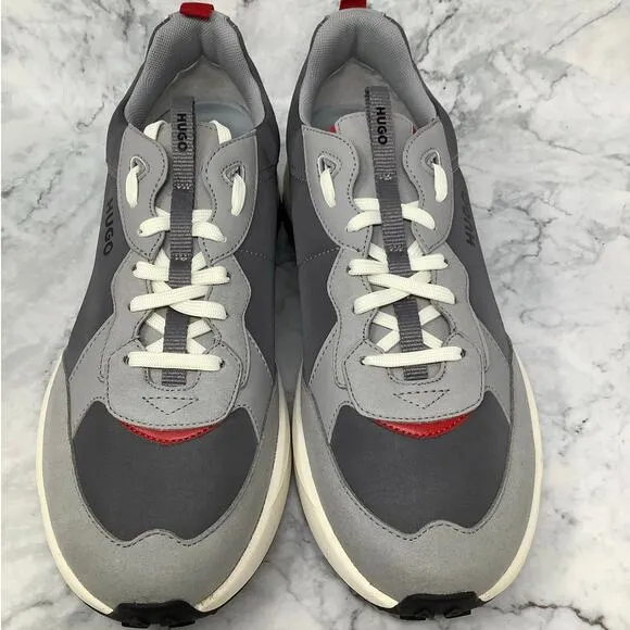 Hugo Boss Mens 11 Open Gray Kane Runner Trainers Sneaker Shoes Lace Up P2-17