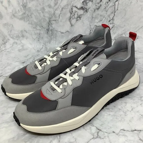 Hugo Boss Mens 11 Open Gray Kane Runner Trainers Sneaker Shoes Lace Up P2-17