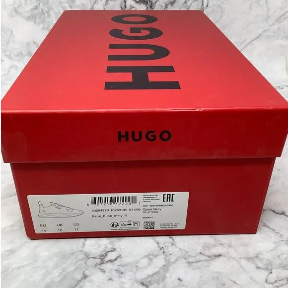 Hugo Boss Mens 11 Open Gray Kane Runner Trainers Sneaker Shoes Lace Up P2-17