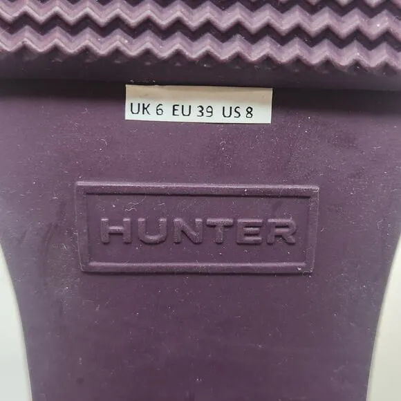Hunter Original Block Heel Chelsea Boot Bright Plum Women Size 8 Rubber Rare