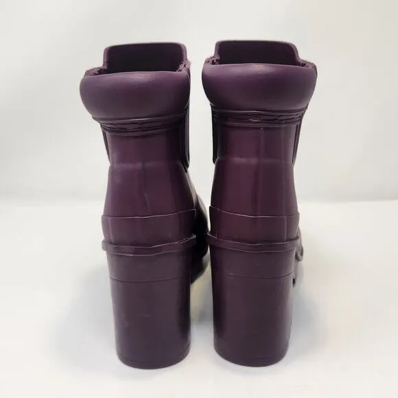 Hunter Original Block Heel Chelsea Boot Bright Plum Women Size 8 Rubber Rare