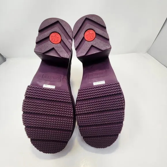 Hunter Original Block Heel Chelsea Boot Bright Plum Women Size 8 Rubber Rare