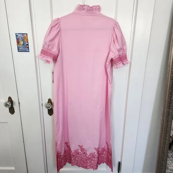 Hyacinth House  Pink Embroidery Eliza Midi Dress