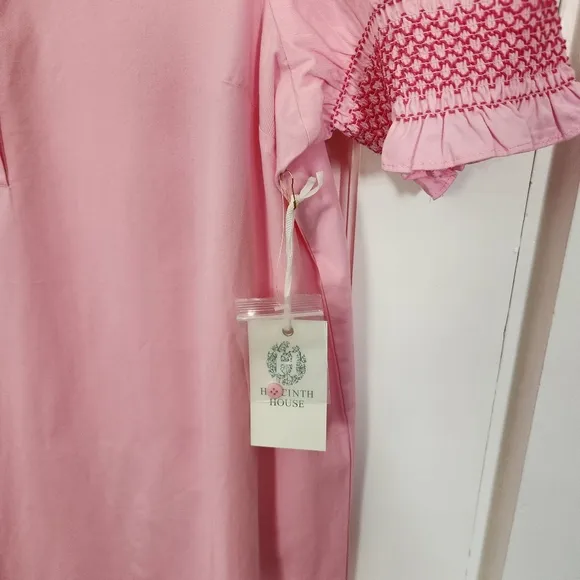 Hyacinth House  Pink Embroidery Eliza Midi Dress
