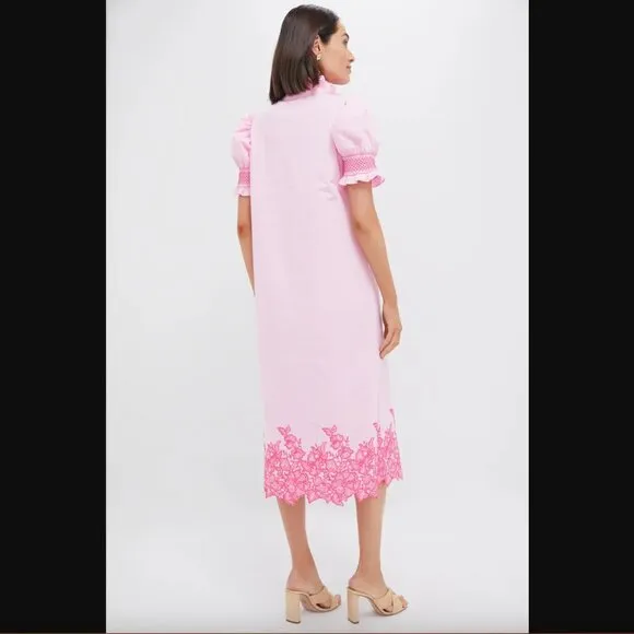 Hyacinth House  Pink Embroidery Eliza Midi Dress