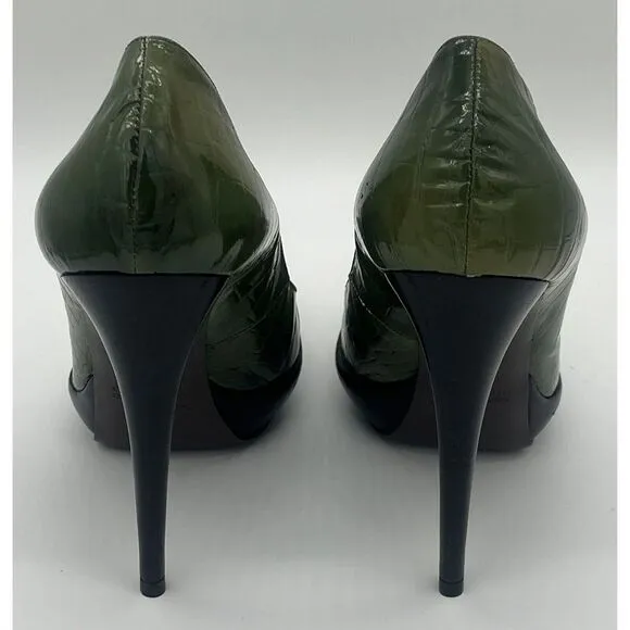Icone Made in Italy Green‎ Animal Skin Print  Platform Heels Size 40