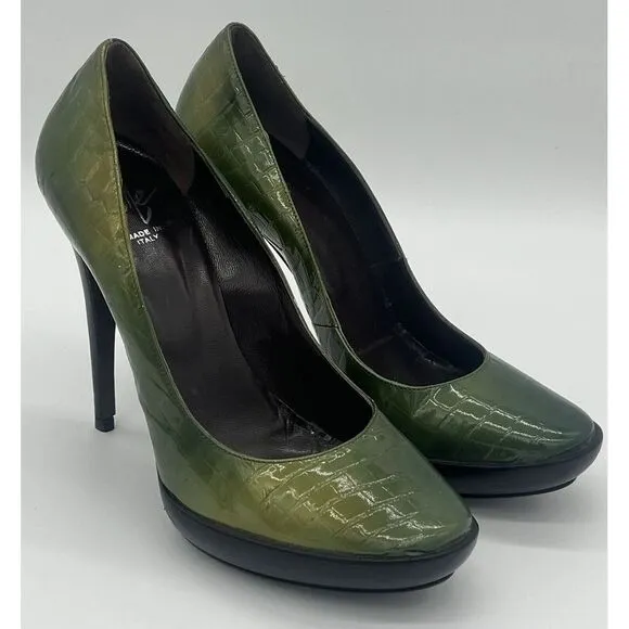 Icone Made in Italy Green‎ Animal Skin Print  Platform Heels Size 40