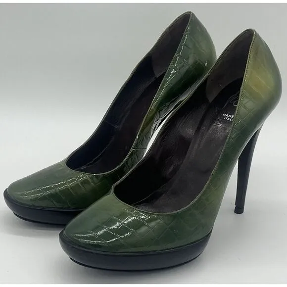 Icone Made in Italy Green‎ Animal Skin Print  Platform Heels Size 40