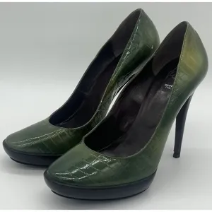 Icone Made in Italy Green‎ Animal Skin Print  Platform Heels Size 40