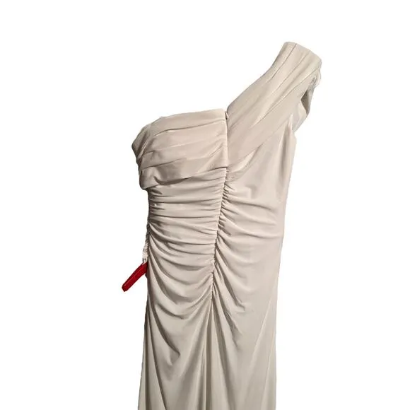 Ieena Mac Duggal Ruched Off the Shoulder Midi Dress White Size 4 26484 NEW