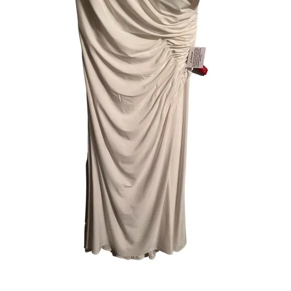 Ieena Mac Duggal Ruched Off the Shoulder Midi Dress White Size 4 26484 NEW