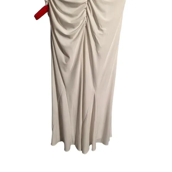 Ieena Mac Duggal Ruched Off the Shoulder Midi Dress White Size 4 26484 NEW