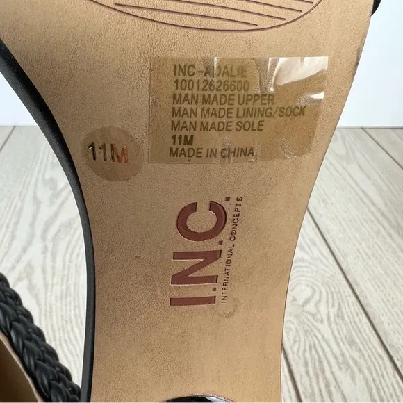 INC International Concepts Adalie Woven Dress Heel Sandals 11M Black $90