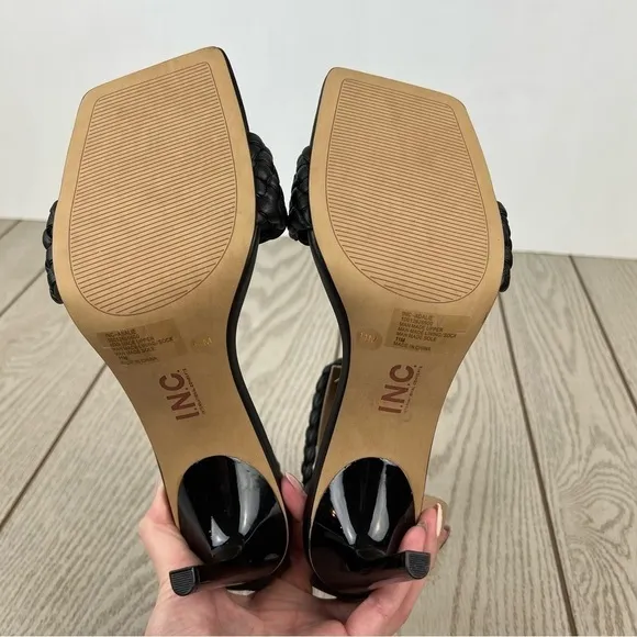 INC International Concepts Adalie Woven Dress Heel Sandals 11M Black $90