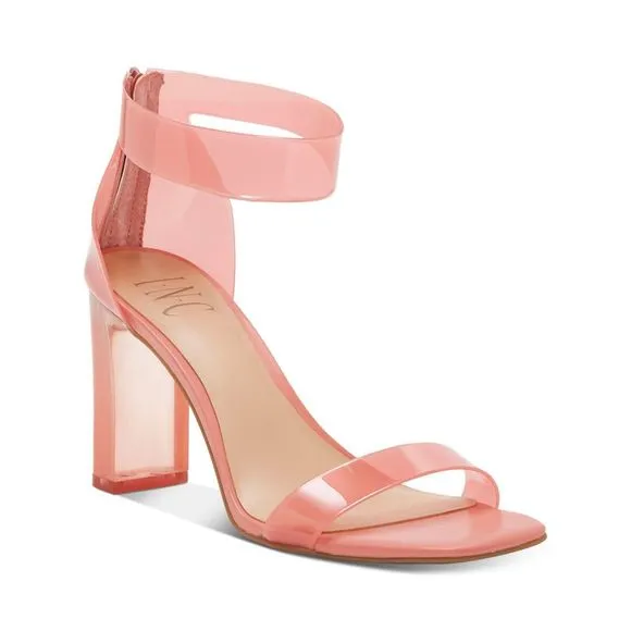 INC Womens Pink Translucent Padded Makenna Square Toe Block Heel Sandals 6.5 M