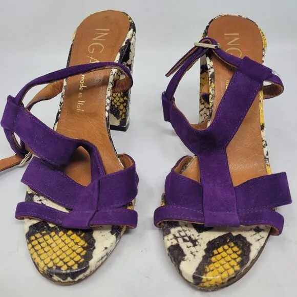 INGA Genuine Snakeskin Leather Shoes Heels Made Italy, US sz 6, EU 36, PYTHON