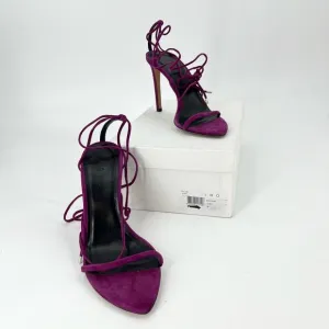 IRO Sandals Purple Suede Lace Up High Stiletto Heel Pointed Toe Size US 7 NEW