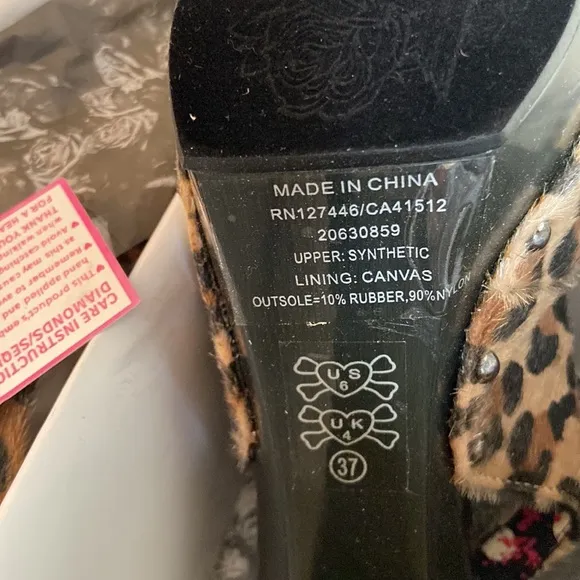 IRON FIST 10/41 7/38 6/37 LOVE BITES Platform Slingback Heel Natural Leopard Fur