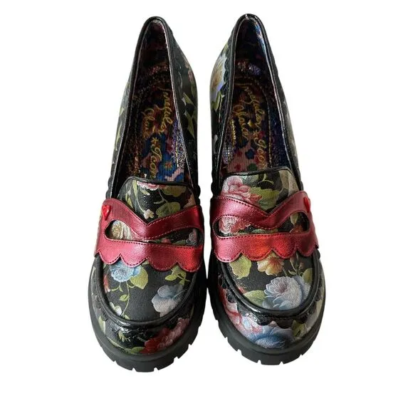 Irregular‎ Choice Iconic Shoes Women Size 41  Floral Chunky Platform Rave New