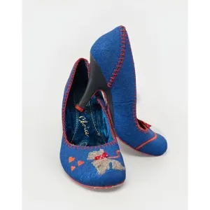 Irregular Choice Shoes Pin Up Unique‎ Sz 6.5 Blue Red Scottie Dog Vamp Heels